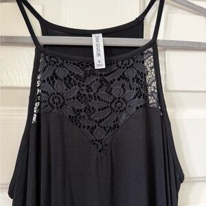 Zenana Signature Black Lace Yoke Spaghetti Strap Tank - Small *NWOT